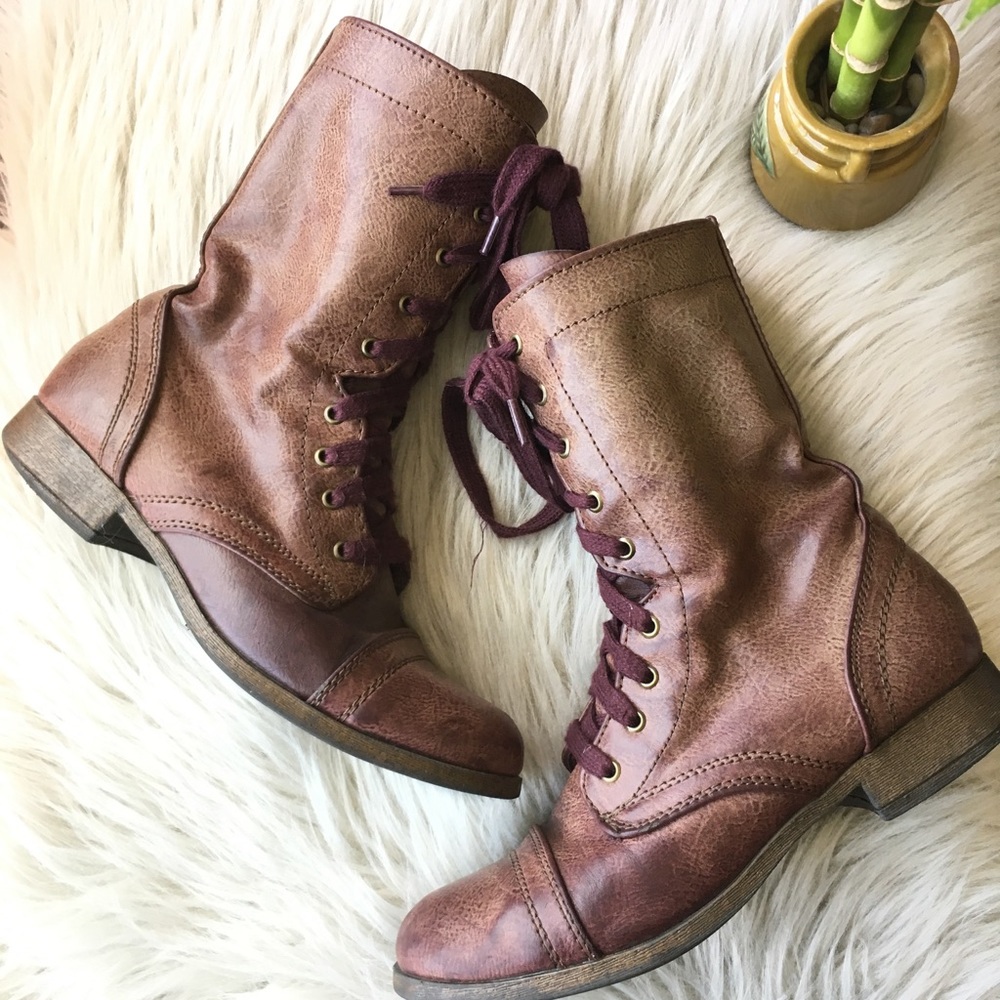 3/$15 MOSSIMO Burgundy Lace-up Combat Boots